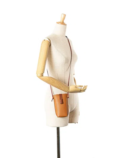 Pre-owned Loewe 2019 Grained Calfskin Gate Pocket Crossbody Bag In Brown