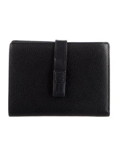 Pre-owned Loewe 2019 Leather Continental Wallet In Black