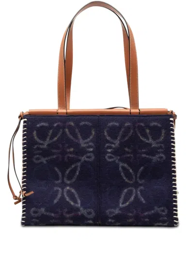 Pre-owned Loewe 2019 Medium Anagram Felt Cushion Tote Bag In Blue