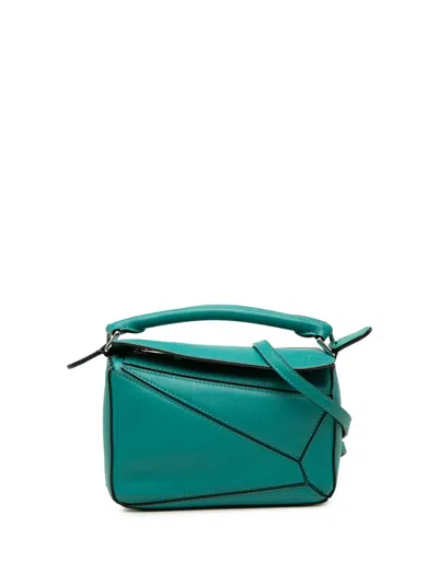 Pre-owned Loewe 2019 Mini Calfskin Puzzle Satchel In Blue