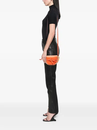 Pre-owned Loewe 2019 Mini Raffia Gate Crossbody Bag In Orange