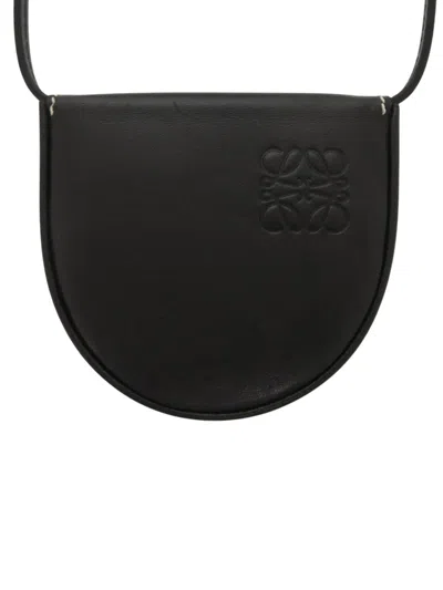Pre-owned Loewe 2019 Mini Soft Calfskin Anagram Heel Pouch Crossbody Bag In Black