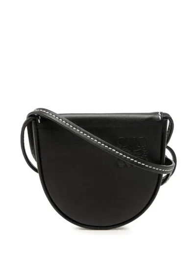 Pre-owned Loewe 2019 Mini Soft Calfskin Anagram Heel Pouch Crossbody Bag In Black
