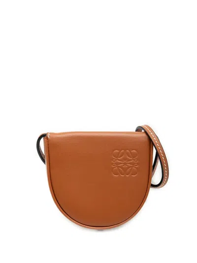 Pre-owned Loewe 2019 Mini Soft Calfskin Heel Pouch Crossbody Bag In Brown