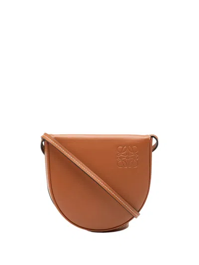 Pre-owned Loewe 2019 Mini Soft Calfskin Heel Pouch Crossbody Bag In Brown