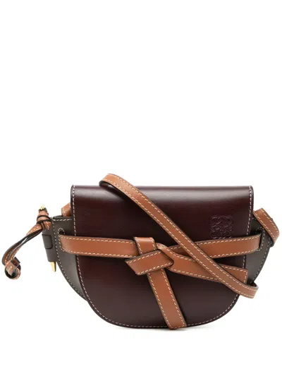 Pre-owned Loewe 2019 Mini Tricolor Leather Gate Crossbody Bag In Red