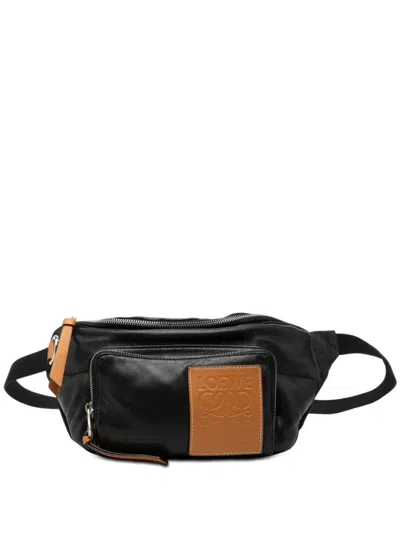 Pre-owned Loewe 2019 Nappa Anagram Puffy Belt Bag In Black