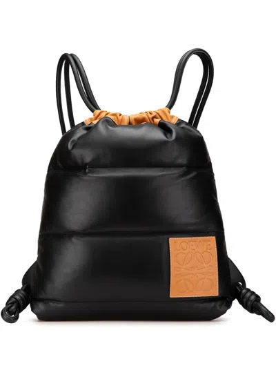 Pre-owned Loewe 2019 Nappa Yago Puffy Backpack In Black