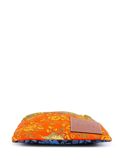 Pre-owned Loewe 2019 Paulas Ibiza Canvas Angel Drawstring Crossbody Bag In Orange