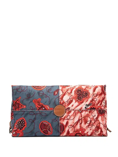 Pre-owned Loewe 2019 Paulas Ibiza Small Printed Canvas Cushion Tote Bag In Red