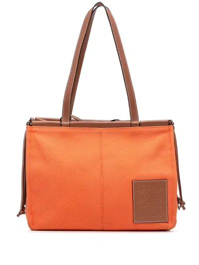 Pre-owned Loewe 2019 Small Canvas Cushion Tote Bag In Orange