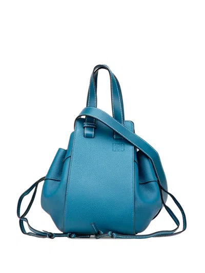 Pre-owned Loewe 2019 Small Grained Calfskin Drawstring Hammock Bag Satchel In Blue
