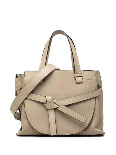 Pre-owned Loewe 2019 Small Leather Gate Top Handle Satchel In Neutrals
