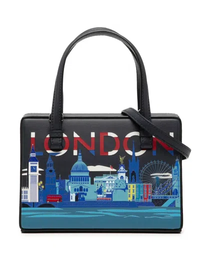 Pre-owned Loewe 2019 Small Leather London Postal Top Handle Bag Satchel In Blue