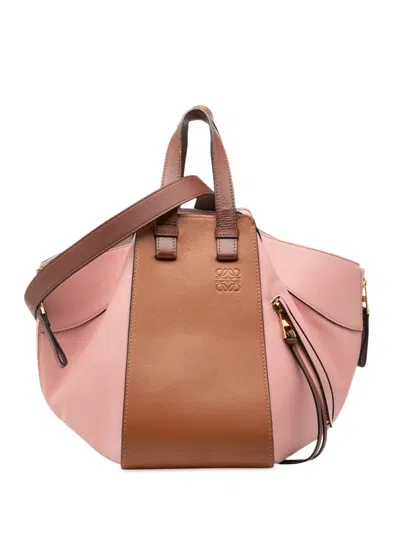 Pre-owned Loewe 2019 Small Tricolor Leather Hammock Satchel In Brown