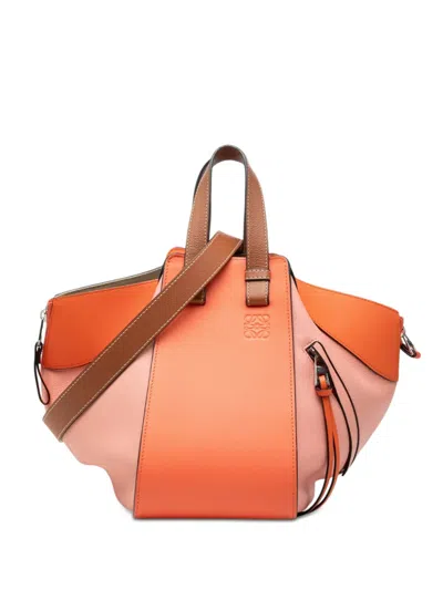 Pre-owned Loewe 2019 Small Tricolor Soft Grained Calfskin Hammock Bag Satchel In Orange