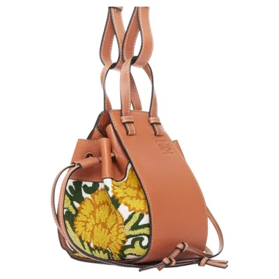 Pre-owned Loewe 2019 William De Morgan Hammock Mini Tan Floral Needlepoint Embroidered Bag In Brown