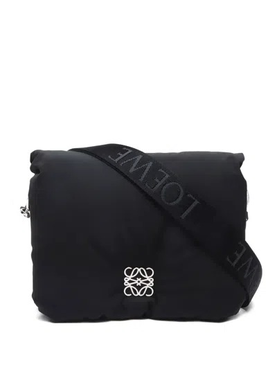 Pre-owned Loewe 2020-2024 Goya Puffer Cross Body Bag In Black