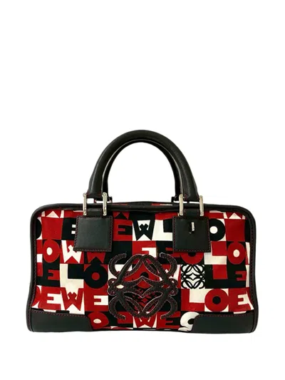 Pre-owned Loewe 2020-2025 Canvas Amazona 28 Handbag In Black