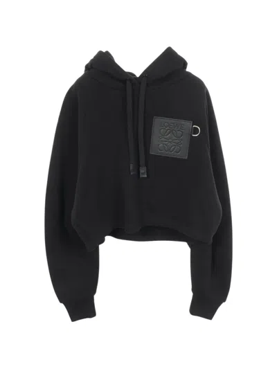Pre-owned Loewe 2020's Anagram Cropped Hoodie In Black