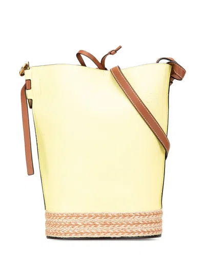 Pre-owned Loewe 2020 Bicolor Calfskin And Raffia Gate Bucket Bag