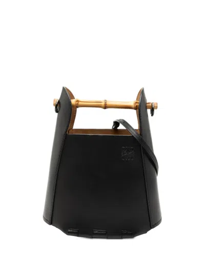 Pre-owned Loewe 2020 Calfskin Bamboo Bucket Bag In Black