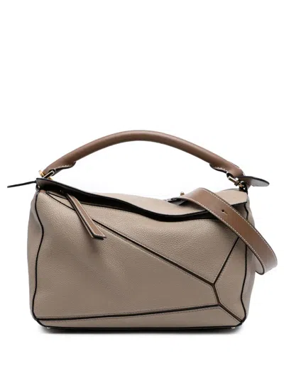 Pre-owned Loewe 2020 Medium Calfskin Puzzle Satchel In Brown