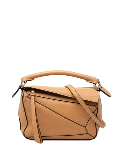 Pre-owned Loewe 2020 Mini Calfskin Puzzle Satchel In Brown