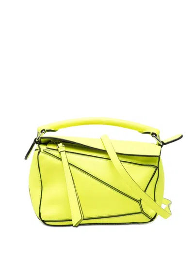 Pre-owned Loewe 2020 Mini Calfskin Puzzle Satchel In Yellow