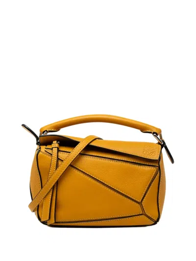 Pre-owned Loewe 2020 Mini Calfskin Puzzle Satchel In Yellow