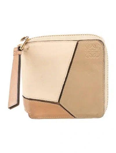 Pre-owned Loewe 2020 Puzzle Wallet In Neutral