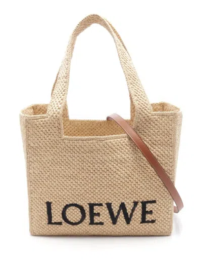 Pre-owned Loewe 2020 Raffia Tote Bag In Neutrals