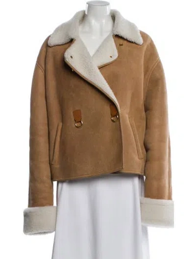 Pre-owned Loewe 2020 Shearling Biker Jacket In Brown