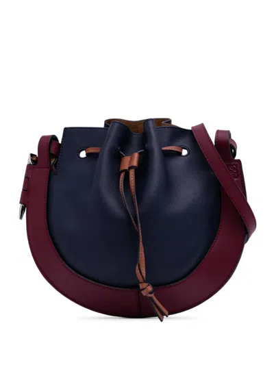 Pre-owned Loewe 2020 Small Leather Colorblock Horseshoe Crossbody Bag