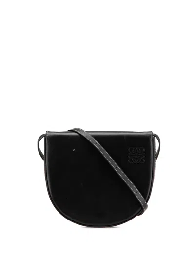 Pre-owned Loewe 2020 Small Leather Heel Pouch Crossbody Bag In 黑色