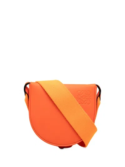Pre-owned Loewe 2020 Small Soft Calfskin Heel Pouch Crossbody Bag In Orange
