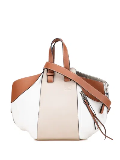 Pre-owned Loewe 2020 Small Tricolor Leather Hammock Satchel In Brown