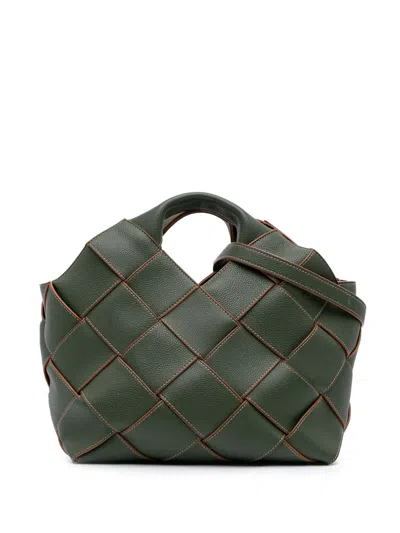 Pre-owned Loewe 2020 Small Woven Leather Surplus Basket Bag Satchel In Green