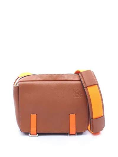 Pre-owned Loewe 2020 Xs Soft Grained Calfskin Military Messenger Bag Crossbody Bag In Brown