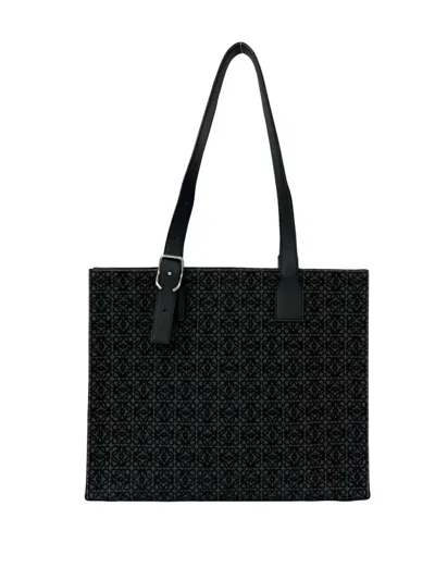 Pre-owned Loewe 2020-2026 Anagram Canvas Tote Bag In Black