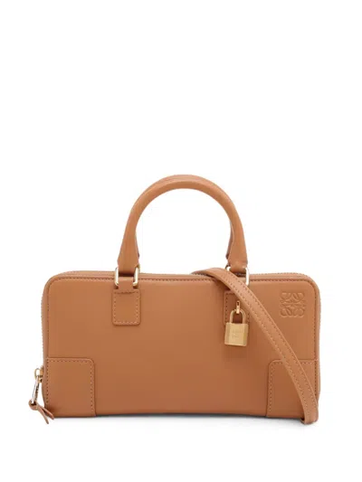 Pre-owned Loewe 2020-2026 Leather Amazona Pouch Satchel In Brown
