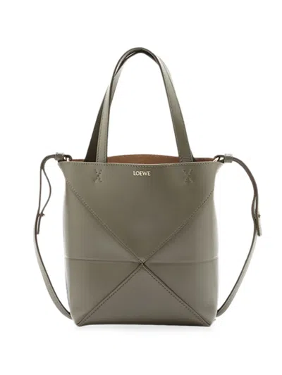 Pre-owned Loewe 2020-2026 Mini Calfskin Puzzle Fold Tote Satchel In Brown