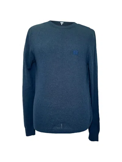 Pre-owned Loewe 2020s Anagram Embroidered Sweater In Blue