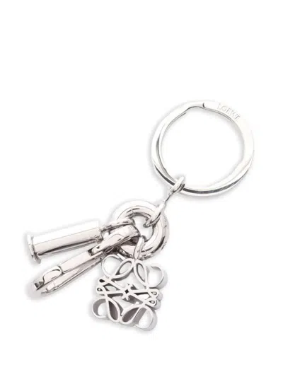 Pre-owned Loewe 2020s Anagram Key Ring In Silver