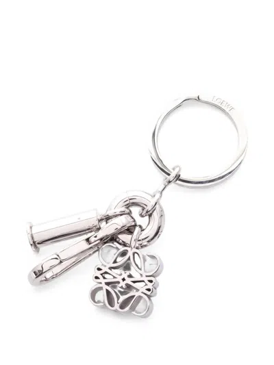 Pre-owned Loewe 2020s Anagram Key Ring In Silver