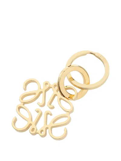 Pre-owned Loewe 2020s Anagram Keyring In Gold