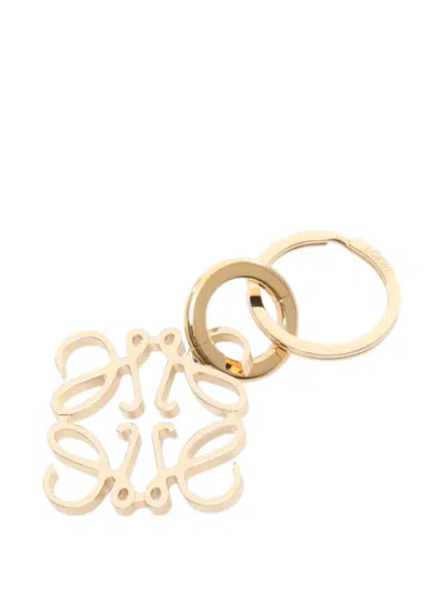 Pre-owned Loewe 2020s Anagram Keyring In Gold