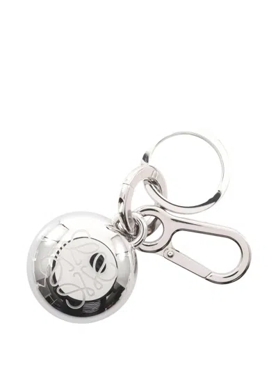Pre-owned Loewe 2020s Anagram Keyring In Silver