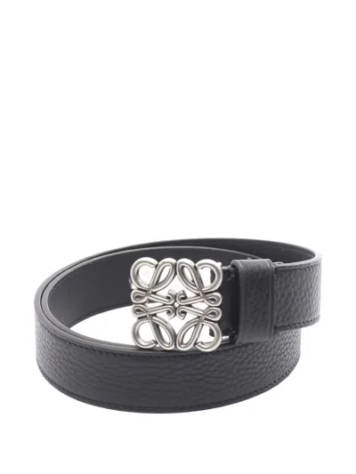 Pre-owned Loewe 2020s Anagram Leather Belt In Black