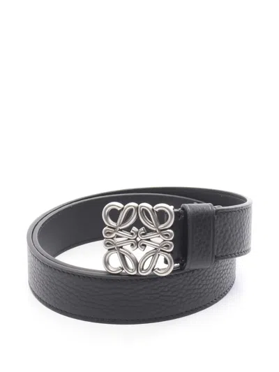 Pre-owned Loewe 2020s Anagram Leather Belt In Black
